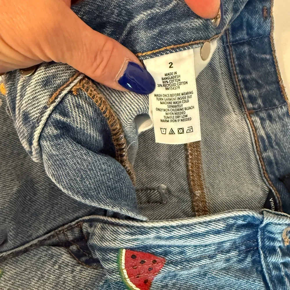Aeropostale Blue Jean Shorts with Watermelon and Daisy‎ Embroidery